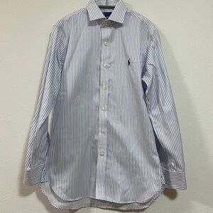 美品◆POLO Ralph Lauren ◆イージーケア ◆長袖 ◆ストライプ ◆ワイシャツ◆スリムフィットストレッチ◆綿100%