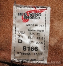 RED WING レッドウイング 8166 プレーントゥ ブーツ 赤茶 本革 11年製 US9.5 約27.5cm 中古 美品_画像3