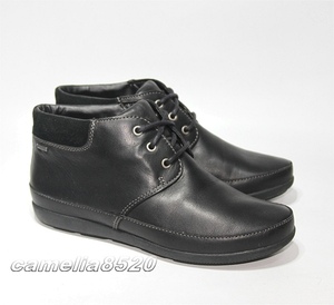 クラークス チャッカブーツ ゴアテックス アンクルブーツ 黒 ブラック レザー UK5.5 約24.5cm 中古 美品 レディース Clarks Gore-tex