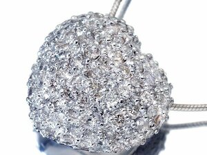 1円～【ジュエリー極】豪華ハートデザイン輝く！良質天然ダイヤモンド1.00ct 高級K18WGペンダントネックレス t3901mmlm【送料無料】