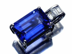 1円～【ジュエリー極】超希少宝石！超特大天然タンザナイト4.190ct＆ダイヤモンド 超高級Pt950ペンダントヘッド h6392gl【送料無料】