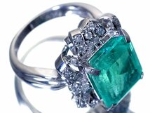 1円～【ジュエリー極】良質エメラルドグリーン 超大粒天然エメラルド5.00ct＆ダイヤモンド0.28ct 超高級Pt900リング h6405ikm【送料無料】_画像5