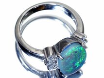 1円～【ジュエリー極】超希少宝石！大粒良質天然ブラックオパール2.69ct＆良質ダイヤモンド0.30ct 高級K18WGリング k8290mk【送料無料】_画像6