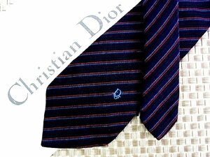 ♪33393D♪状態並品【ストライプ ロゴ入 柄】ディオール【Dior】細ネクタイ