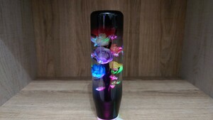 水中花シフトノブ6色薔薇LEDグラデーション15cm デコトラ 軽トラ 旧車 街道レーサー カスタムカー ドリフト シフトノブ延長