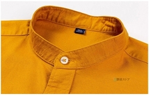 バンドカラー シャツ 長袖 メンズ オックスフォードシャツ 綿100% 無地シャツ カジュアルシャツ 長袖シャツ 12501/L701-3XL_画像3