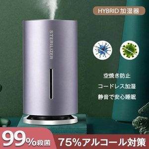 加湿器 超音波式 アルコール噴霧器 赤外線非接触式 加湿器 除菌器 ミニ加湿器 卓上加湿器 静音車載 超音波式 アルコール JP-106/パープル