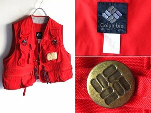 希少色 80sビンテージ 紺タグ Columbia コロンビア フィッシングベスト レッド 赤 マウンテンリサーチ別注元ネタ 釣り アウトドア キャンプ