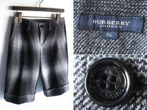  beautiful goods BURBERRY LONDON Burberry London lame thread go in wool on blur check short pants shorts 36 black gray black made in Japan 