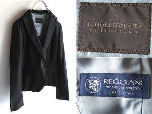 TOMORROWLAND COLLECTION × REGGIANI トゥモローランド コレクション イタリア製生地使用 ストレッチウール 1Bテーラードジャケット 40 黒