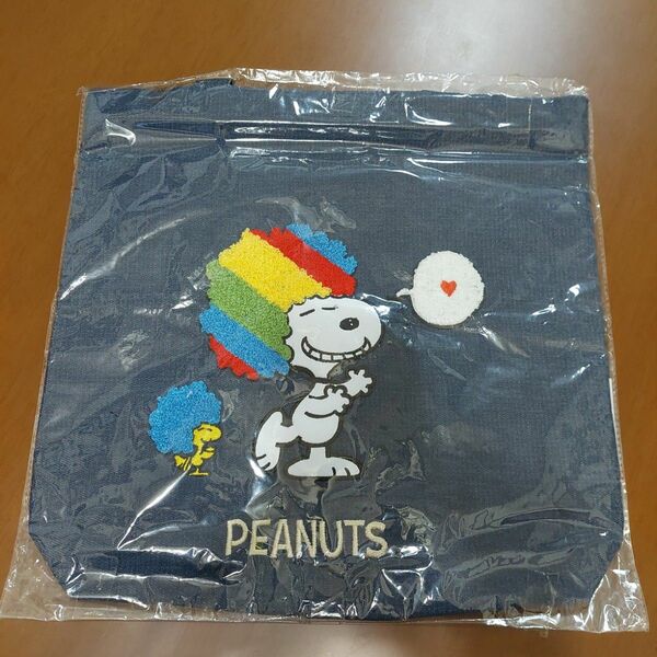 さがらデニム ファスナー付きトートバッグ スヌーピーアフロ柄 PEANUTS