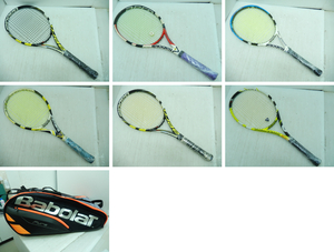 ＤＫ１２１■硬式テニスラケット■６本とラケットバッグ■７点　まとめて■バボラ　Ｂａｂｏｌａｔ■ツアーバッグ■(140