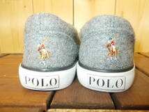 a615◆Polo by Ralph Lauren スリッポン◆ポロ ラルフローレン キッズ スニーカー US:8 JPN:14cm グレー 刺繍入り 6A_画像3