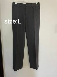 【美品】スラックス　スーツ　パンツ　ダークグレー　レディース　イオン