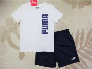 新品★PUMAプーマ★100★US 4T【4才・身長99-107cm】 ★半袖Tシャツ・ハーフパンツ★ホワイト/ネイビー★白/紺