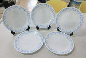 10枚セット★送料無料 即決!!★中古 CORELLE コレール ブルーフラワー プレート 皿 直径21.5ｃｍ 