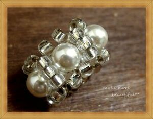 * presence enough * silver & white pearl beads * thickness. exist very thick stretch ring / ring *173