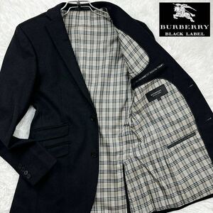 【未使用級Lサイズ!!!】BURBERRY BLACK LABEL バーバリーブラックレーベル テーラードジャケット 羊毛 アンゴラ ノバチェック ブラック