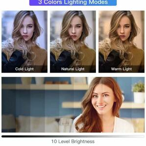 LEDリングライト 自撮り 撮影照明用 ライト 10インチ 3色モード 調光 Aの画像5
