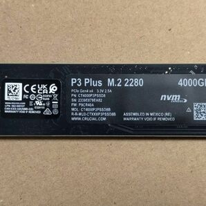 高速PCIe4.0 M.2 NVMe SSD Crucial P3 plus 4TB 1枚 CT4000P3PSSD8JP