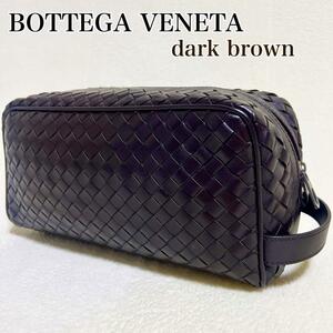 極美品【至高の一品】BOTTEGA VENETA セカンドバッグ イントレチャート　ダークブラウン　ボッテガヴェネタ　メンズ　