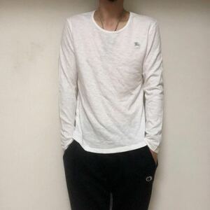 バーバリーブラックレーベルBurberry black label ナイト刺繍ロングTシャツ ロンT 2 三陽商会