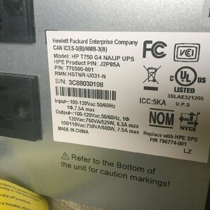 ◆HP 無停電電源装置 T750 G4 NA/JP UPS J2P85A 100V 50/60Hz 750VA 現状品【C1211W6-1F13】の画像5