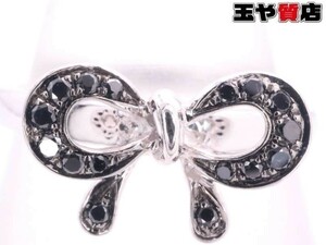  Ponte Vecchio beautiful goods black diamond 0.07ct butterfly ring 7 number 18K K18WG white gold 