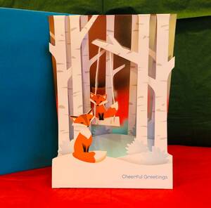 38.「MoMA 　ゆらゆら可愛い・ブランコ遊びのキツネの親子Swinging Foxes」～ニューヨーク近代美術館・クリスマスカード