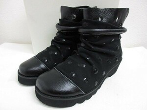 */[ новый товар ]senso Uni kojin Gin кожа ботинки сетка покрытие точка задний Zip чёрный женский 22.5cm#L21039AWS19-50-3
