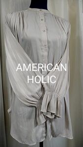 AMERICAN HOLIC　 長袖シャツ　ギャザー　ロング　ゆったり　袖口かわいい