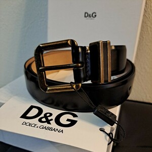 D&G　未使用　ベルト　メンズ　95サイズ　レザー　革　黒　ブラック　箱付き　DOLCE&GABBANA　ドルガバ