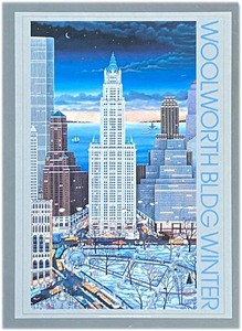 ■箱開封済・パズル未開封■MEZZO FORTE■キャシー・ヤコブセン「WOOLWORTH BLDG WINTER」■1000 PIECES■51.5cm×72.8cm■ジグソーパズル