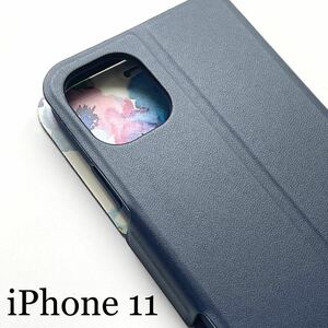 iPhone11用レザーケース★内側花柄★スタンド機能付★カード入★スリムタイプ★ELECOM