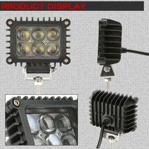 LED 作業灯 30W スポット 6連プロジェクター 薄型 バックランプ 補助灯 ワークライトに 12V/24V 防水 IP67 P-551_画像2