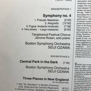 【LP】 Charles Ives チャールズ・アイヴス Seiji Ozawa 小澤征爾 ボストン交響楽団 Symphony No.4 Central Park In The Dark の画像3
