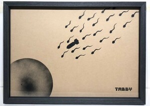 ◇タビー　TABBY『ATOMIC CORE(BROWN)』紙にステンシルスプレー　2018年作　額装　箱　美品　現代アート　(BANKSY　バンクシー