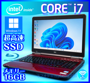 NEC Core i7 クリスタルレッド【大容量メモリー16GB+高速新品SSD+HDD1000GB】Windows11 2630QM Microsoft Office2021 LL750/E