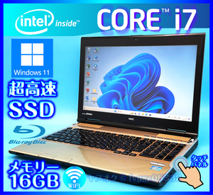 NEC タッチパネル ゴールド【大容量メモリー16GB+高速新品SSD+HDD1000GB】Windows 11 Core i7 3630QM Office2021 Webカメラ LL750/J