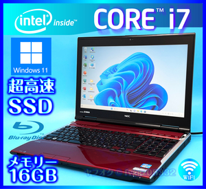 NEC クリスタルレッド【大容量メモリー16GB+高速新品SSD+HDD1000GB】Windows 11 Core i7 3610QM Office2021 Webカメラ LL750/H