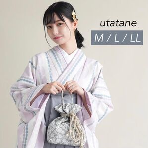 新品【ピンク縞】utatane ウタタネ 二尺袖着物 袴 Mサイズ/Lサイズ/LLサイズ