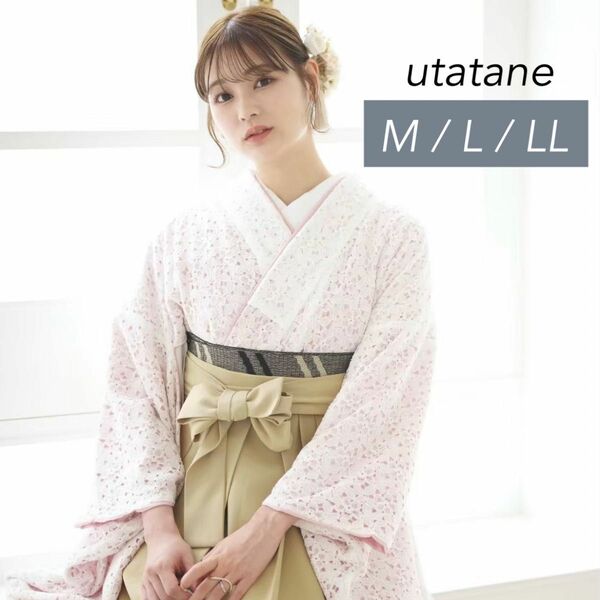 新品【くすみピンク×ホワイトレース】utatane 二尺袖 袴 Mサイズ