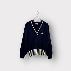 Black&White черный and белый свитер с длинным рукавом вязаный темно-синий размер 11 tops Golf женский Vintage 6