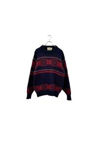 gim navy nordic sweater ノルディックセーター ニット ネイビー系 サイズL ウール メンズ ヴィンテージ 8