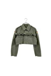 remake military front frill shirt ミリタリーフリルシャツ リメイク カーキ オリーブグリーン レディース ヴィンテージ 6