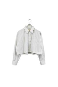 remake stripe short shirt リメイク ショート丈シャツ クロップド丈 ストライプ ベージュ系 ホワイト系 レディース ヴィンテージ ネ