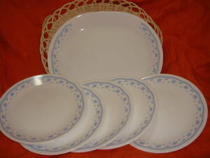 ko rail * rock castle glass *mo- person g blue *21.5. medium-sized dish 5 sheets, platter 1 sheets 