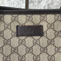 1円 GUCCI グッチ 114595 GGスプリーム PVC×レザー トートバッグ ショルダーバッグ 肩掛け A4 PC 可能 ベージュ系×ダークブラウン系_画像3