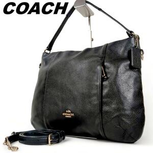 COACH コーチ ショルダーバッグ ハンドバッグ 2way ワンショルダー ブラック 鞄 レディース ペブルドレザー ワンハンドル 通勤用 普段使い