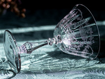 1935年～ フォストリア クリスタル コサージュ リボン エッチング カクテル シャンパングラス 酒 バーグラス ビンテージ アンティーク _画像4